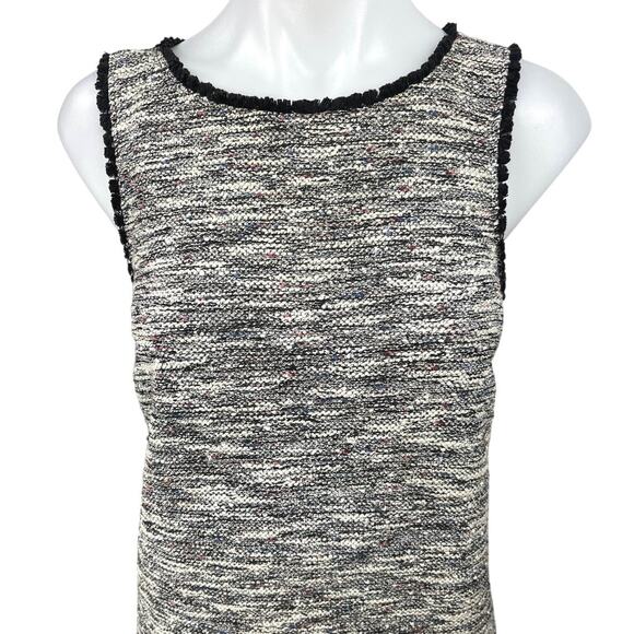 Ann Taylor LOFT Gray Tweed Sleeveless Fringe Back Zip Mini Shift Dress Size S - Picture 6 of 8